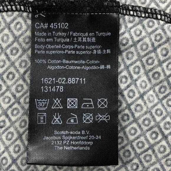 Scotch & Soda Black + White Geometric print Jersey T-shirt mini dress waist tie - Picture 10 of 16